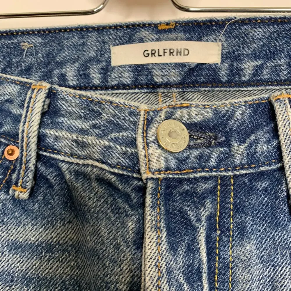 GRLFRND Revolve Helena High Rise Bittersweet Straight Leg Denim Dark Wash Jeans
